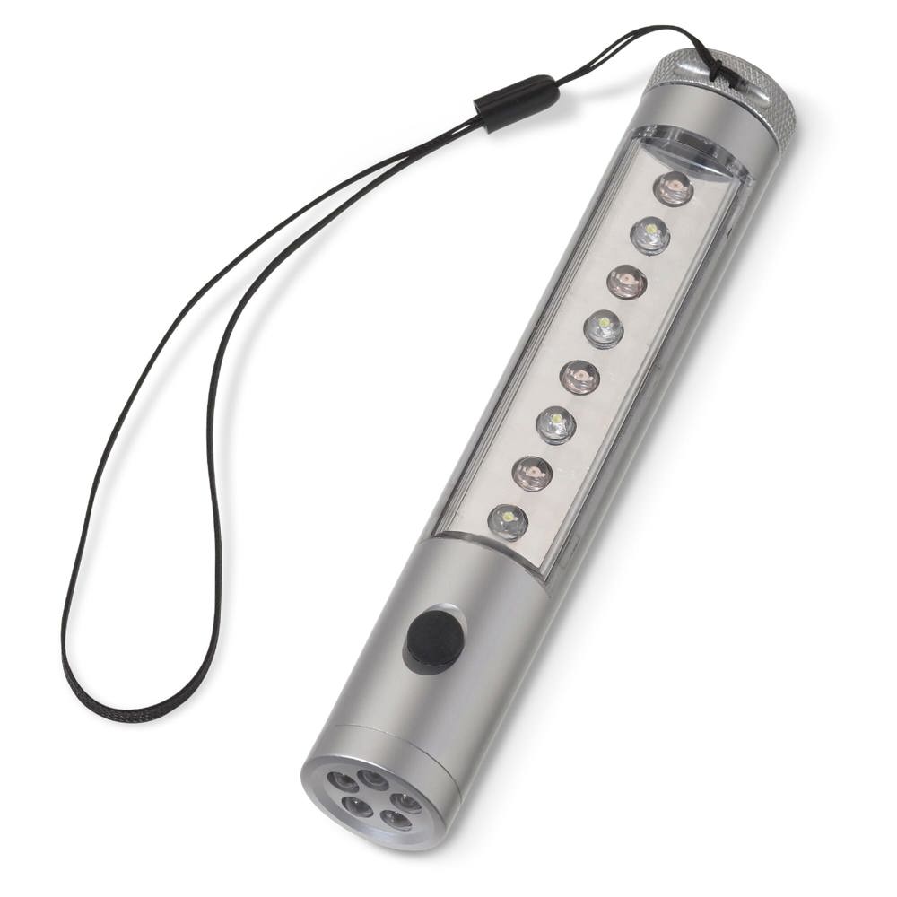 Aluminium Taschenlampe mit Magnet, 5+8 LED´s - Silber
