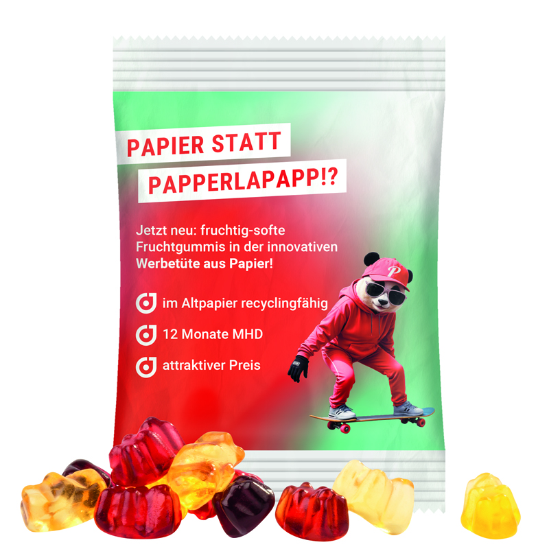 Minitüte 15 g, Folie weiß, Trolli Fruchtgummibären, 30 % Fruchtsaftqualität - weiß