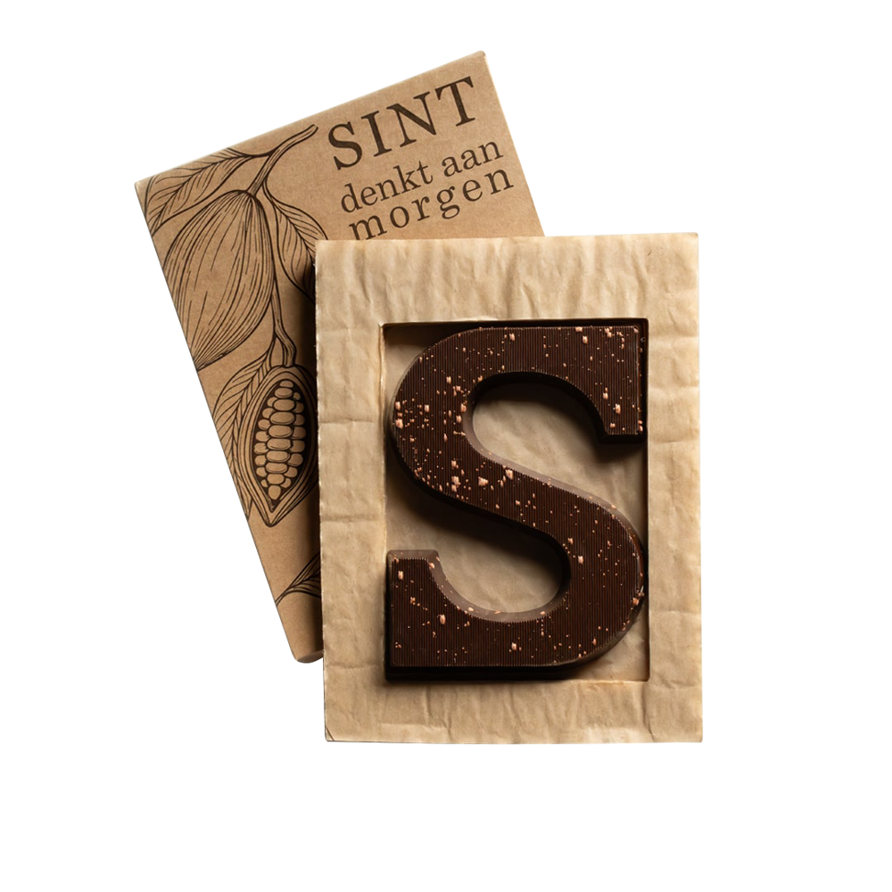 Luxus Schokoladenbuchstabe S Bronze-Spritzer | Zartbitter | 135g
