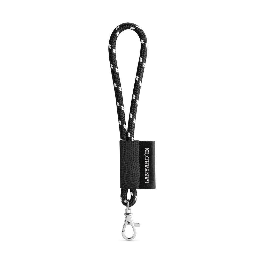 75092. Lanyard NAUTIC Short (Ø 7 mm) Set mit 9 mm Schnappkarabiner - schwarz, weiß