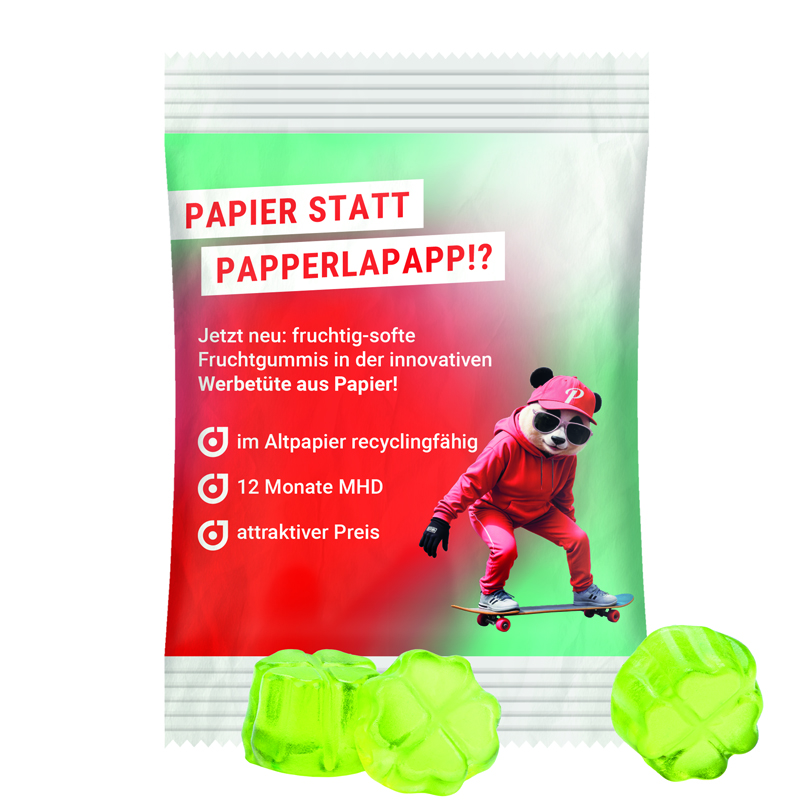 Minitüte 15 g, recyclingfähiges PapierPlus Pro weiß, Trolli Fruchtgummi Sterne - weiß