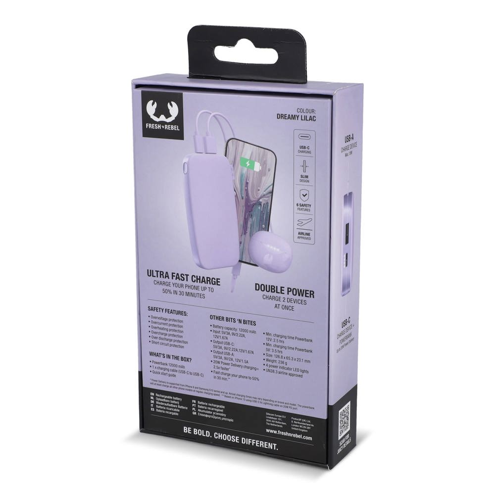 2PB12100 | Fresh 'n Rebel Powerbank 12000mAh USB-C Schnellladung 20W