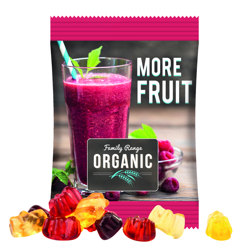 Minitüte 15 g, Folie weiß, Trolli Fruchtgummibären, 30 % Fruchtsaftqualität