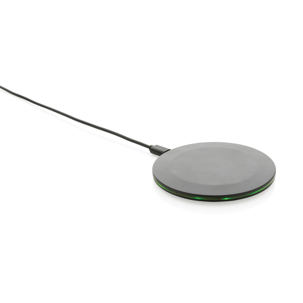 15W-Wireless-Fast-Charger aus recyceltem RCS-Kunststoff - schwarz (± PMS Black)