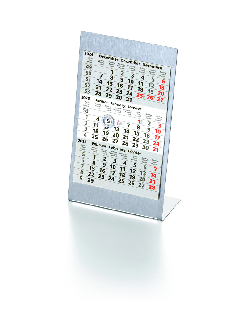 Aufstellkalender Edelstahl, 1 Jahr