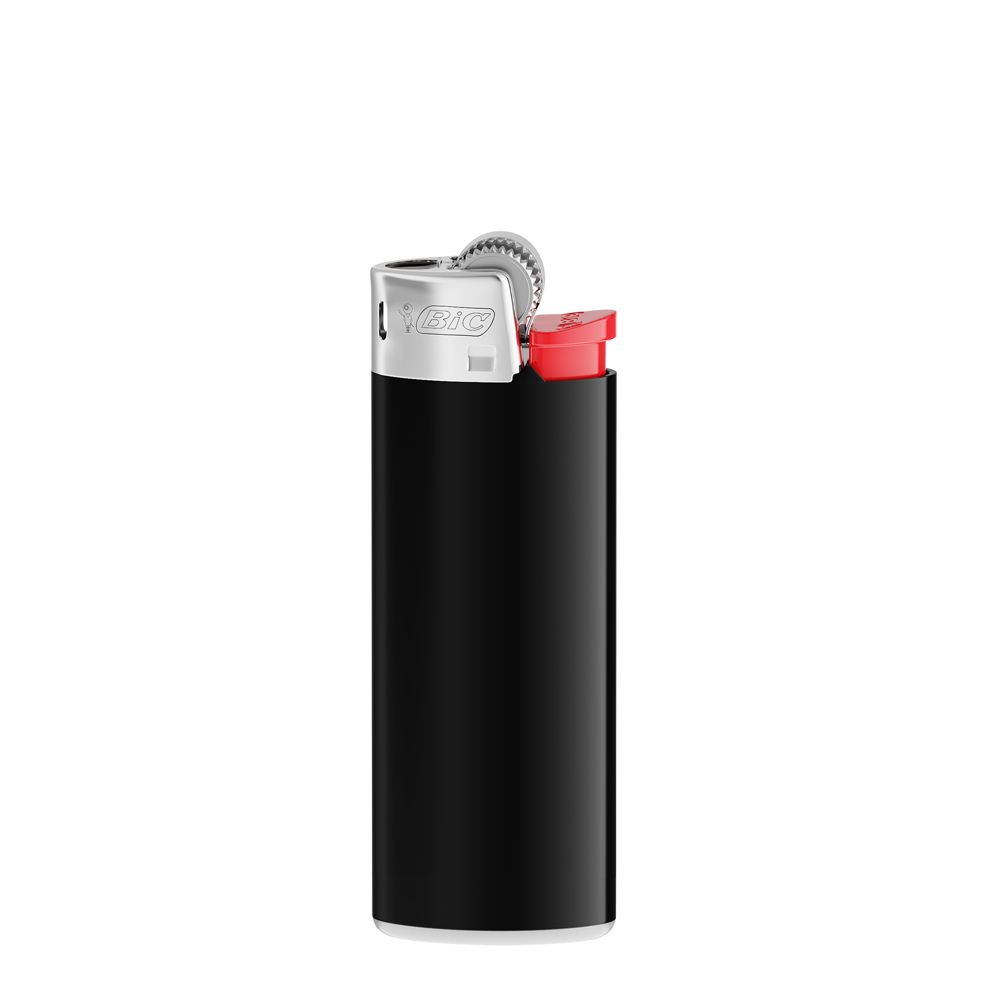 BIC® J25 Standard Feuerzeug - Corpus Schwarz/Boden Weiss/Drücker Rot/Chromkappe