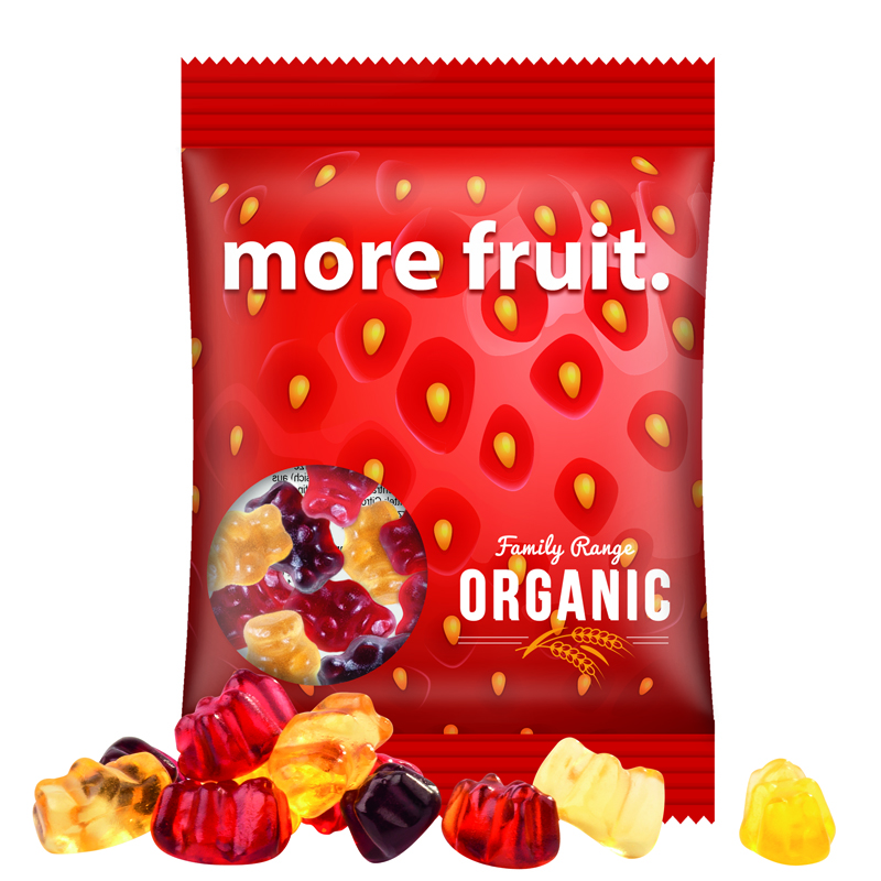 Minitüte 15 g, Folie weiß, Trolli Fruchtgummibären, 30 % Fruchtsaftqualität - Transparent
