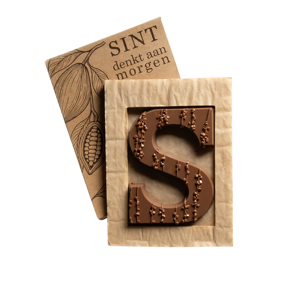 Luxus Schokoladenbuchstabe S Bronze-Pailletten | Vollmilch | 140g